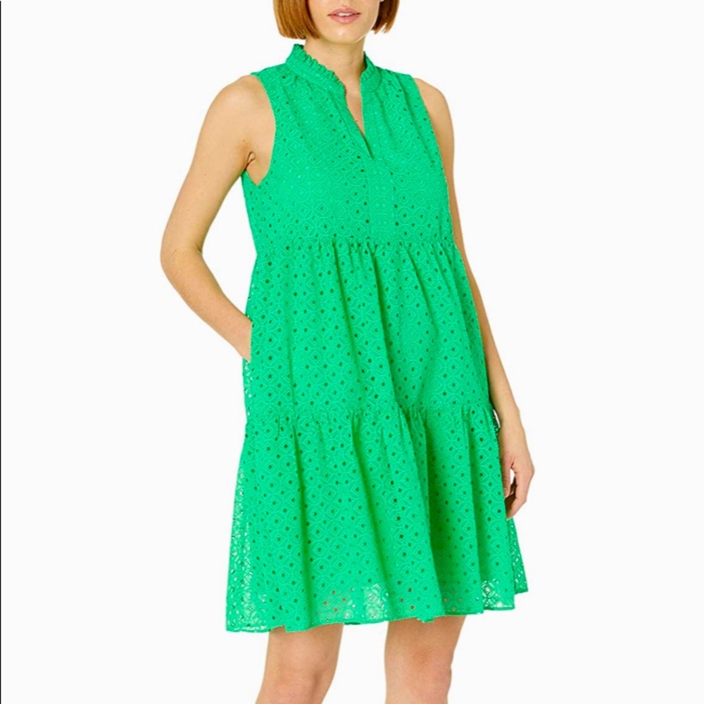 Lilly Pulitzer Green Novella Eyelet Dress Sz L